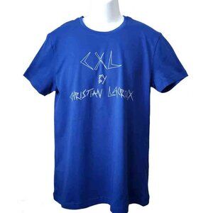 NEW Christian Lacroix T-Shirt Blue Gray Cotton Men's Slim Fit Medium